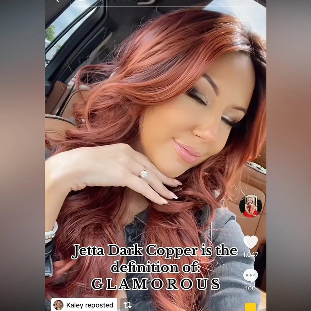 CSC Rich Copper Red Long Wavy Women’s Wig - Picture 4 of 8